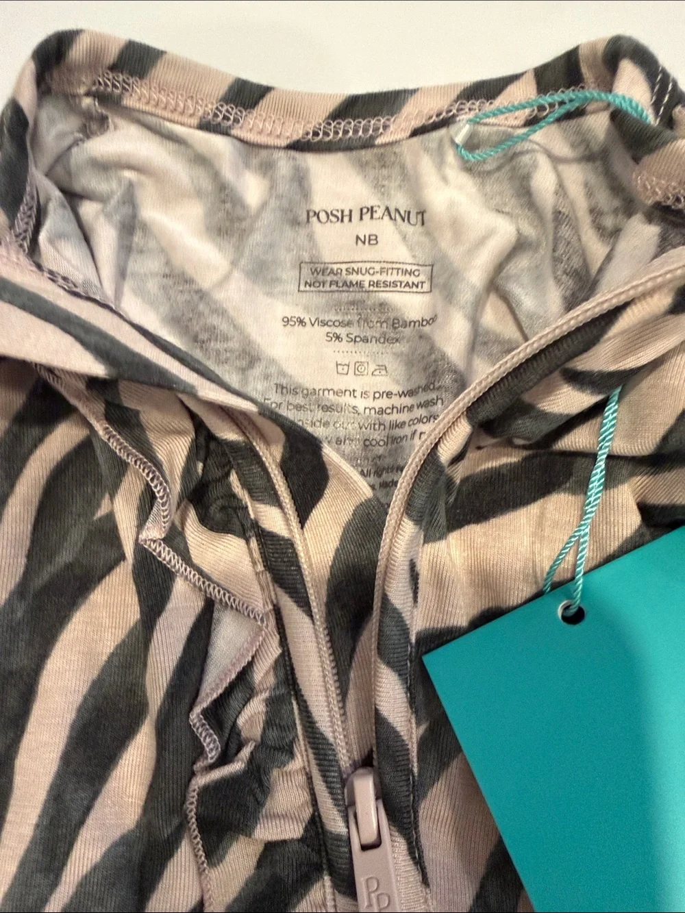 Posh Peanut Zebra Footed One-Piece Romper - Pink/Black (Newborn)